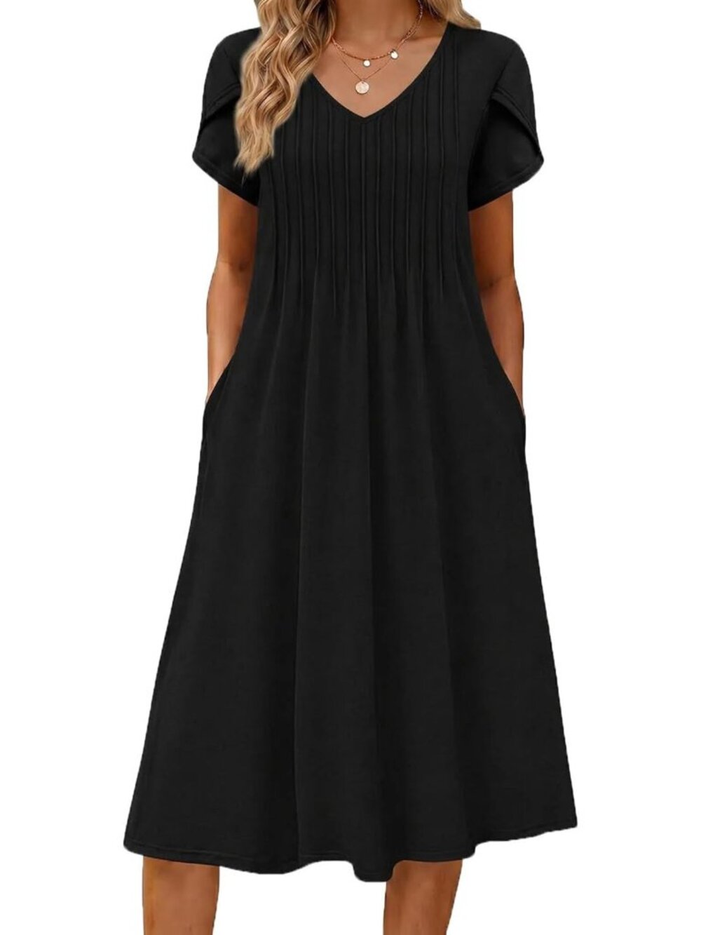 2026 Women’s Casual Summer Pleated A-Line Midi Dress